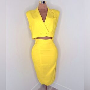 NWT Karen Millen women size 8 yellow dress